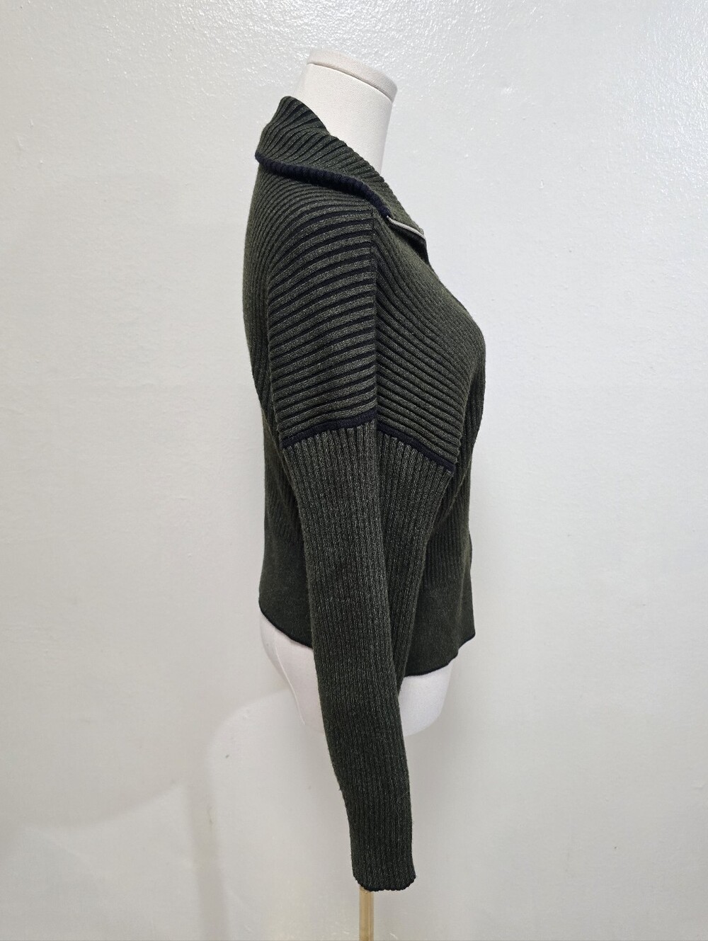 Varley Carmen Rib Knit Full Zip Sweater Green Size Medium - Picture 5 of 8